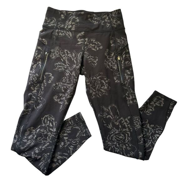 Athleta Rainier Reflective Tight fleece brushed inside Aluna Bloom Black small - Picture 4 of 9